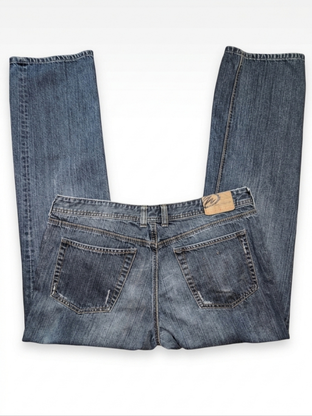 Warehouse One Vintage Wash Button Fly Straight Leg Jeans Mens Size 38 Blue